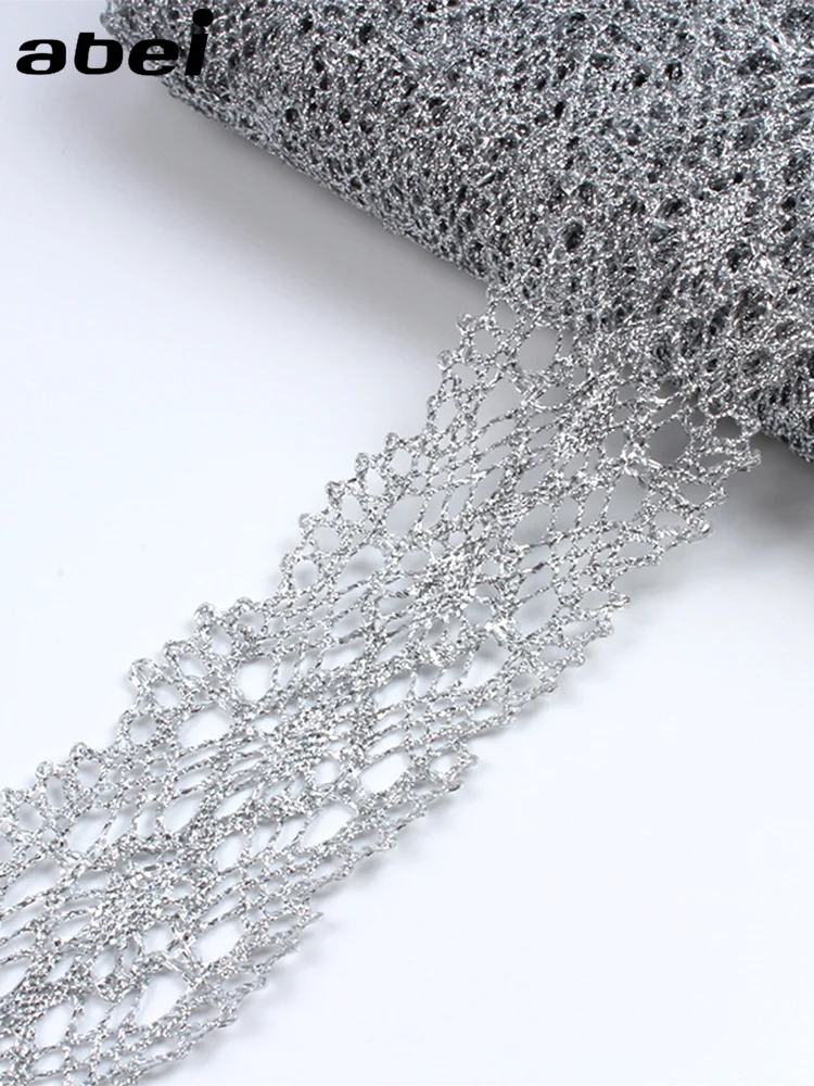 5cm 10yards Vintage Sliver Line Lace Stage Costume Accessories Formal Dress Decoration Trims  Wedding Crafts