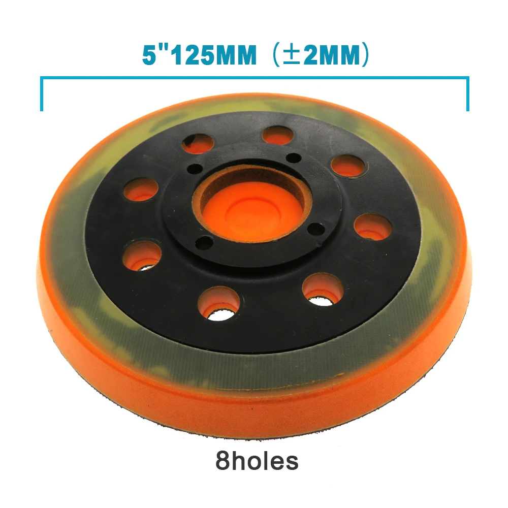 5 inch 125mm 8 Holes 3/4 Nails Back-up Sanding Pad Hook&Loop Plate Pad for Fitting Air Sander Orbital Sander Polisher Tools