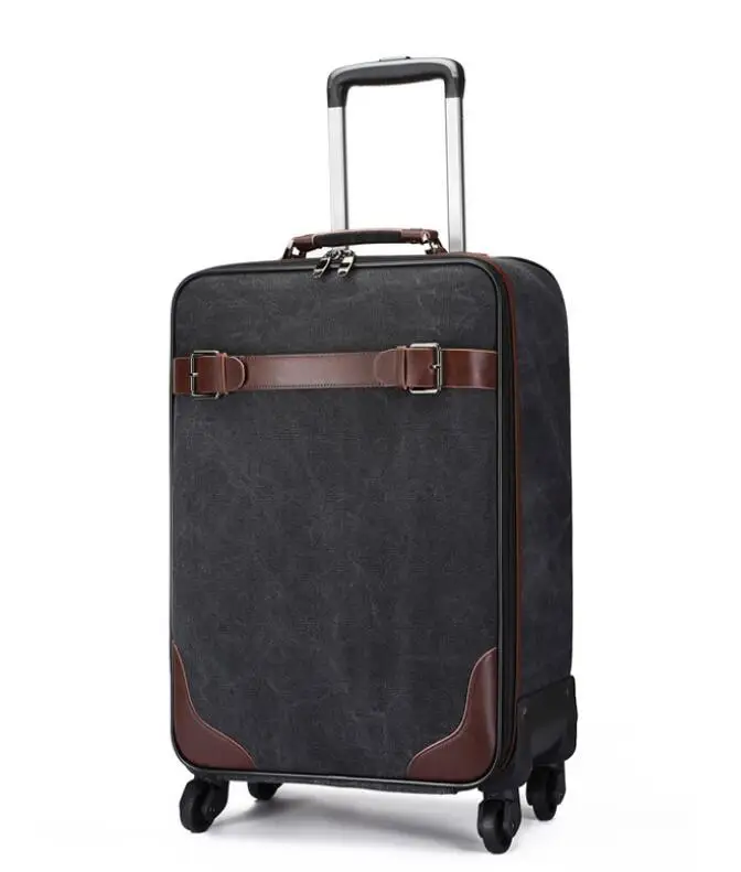 Canvas Travel Trolley Suitcase Rolling Luggage Suitcase Wheeled Baggage Bag 20 Inch Spinner Suitcase Travel Trolley Bags wheels