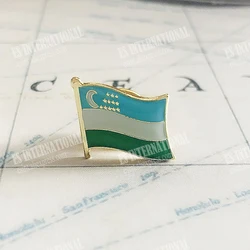 Uzbekistan National Flag Lapel Pins Crystal Epoxy Metal Enamel Badge Paint Brooch Souvenir Suit  Personality Commemorative Gifts