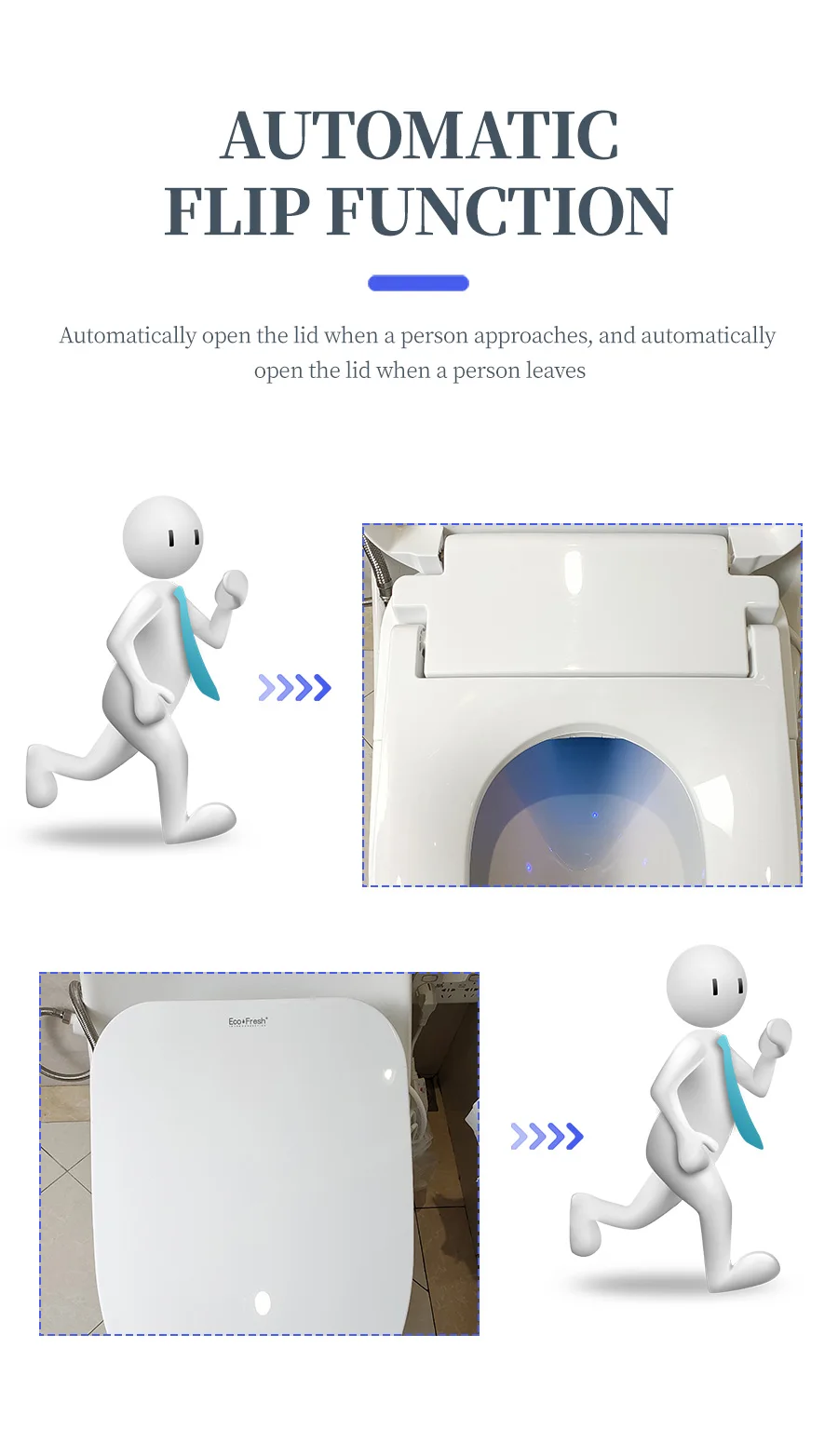 EcoFresh one-piece toilet WC Smart toilet seat auto seat cover flip opening Electronic Bidet intelligent heated toilet cover