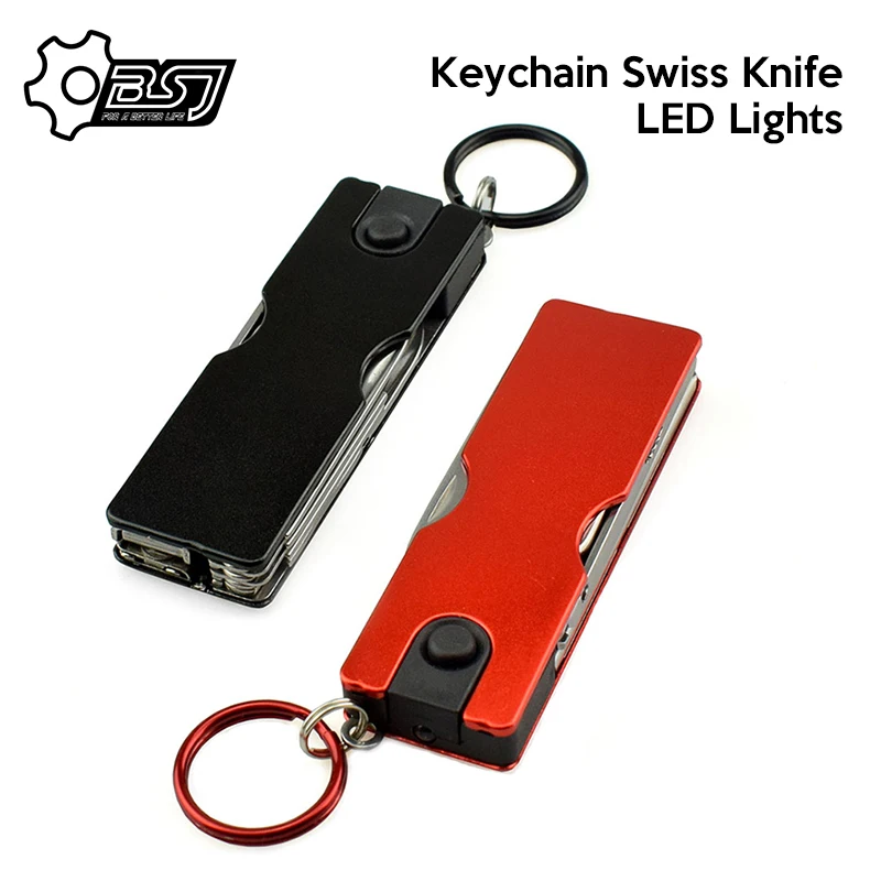 

Multifunction Mini Fashion Keychain Swiss Knife LED Lights Nail Clippers Earpick Scissors Tweezers Pocket Hand Tools Knife