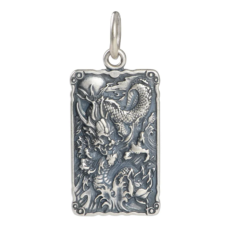 

National standard s925 sterling silver, retro craftsmanship, three-dimensional embossed dragon pendant