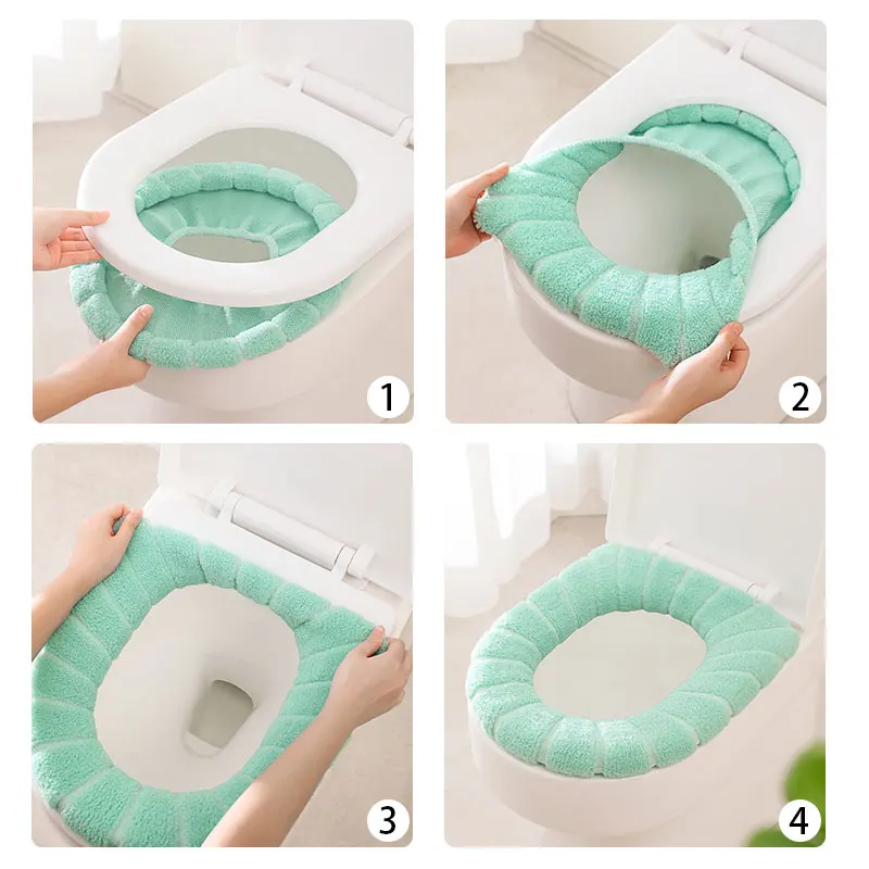 Universal Toilet Seat Thickened Mat Soft Warm Washable for Home Decor Closestool Mat Seat Case Coral Toilet Lid Accessories