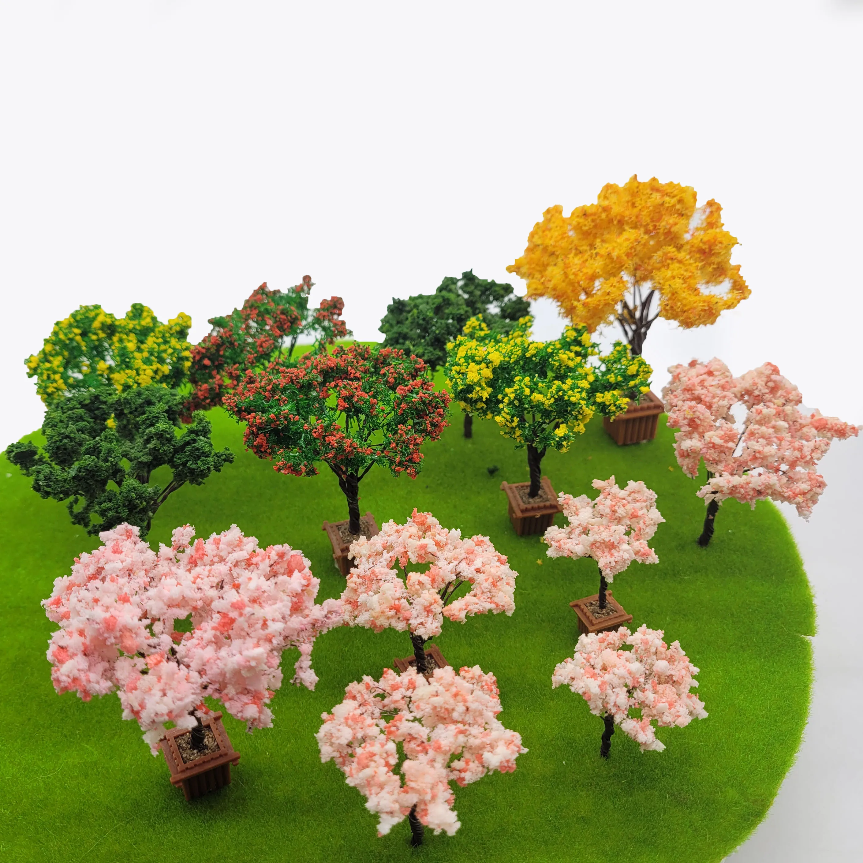 2pcs HO Scale Flower Tree Model Yard Tree Miniature Landscape Movie Animation Scene Material Photography Diy Sand Table Layout