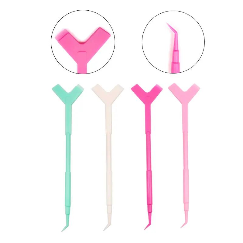 10Pcs 2 Way พลาสติกขนตาปลอม Perming Tool กาวร้อนช้อน Eyelash ยกแปรง Y แปรงหวี Lash curler Applicator