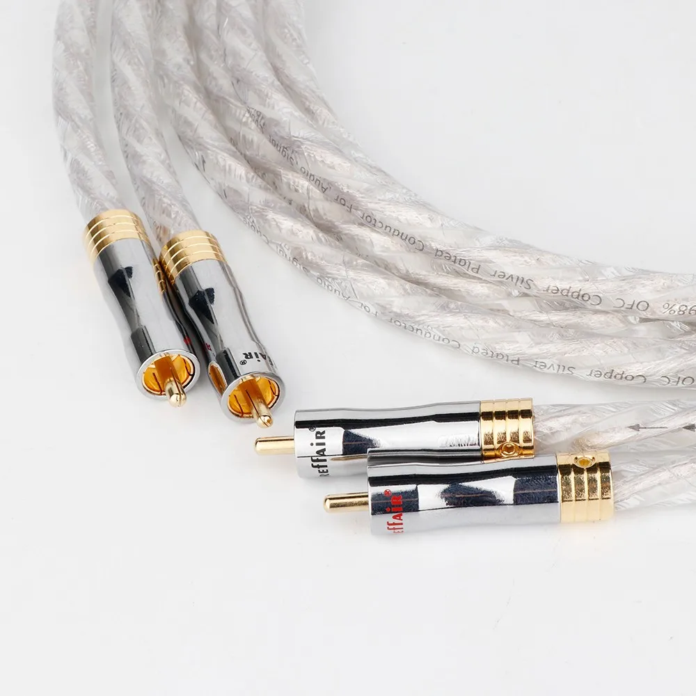Preffair OFC Silver Plated RCA Cable Analog Cable 6N OFC Gold Plated RCA Male to Male Audio Cable