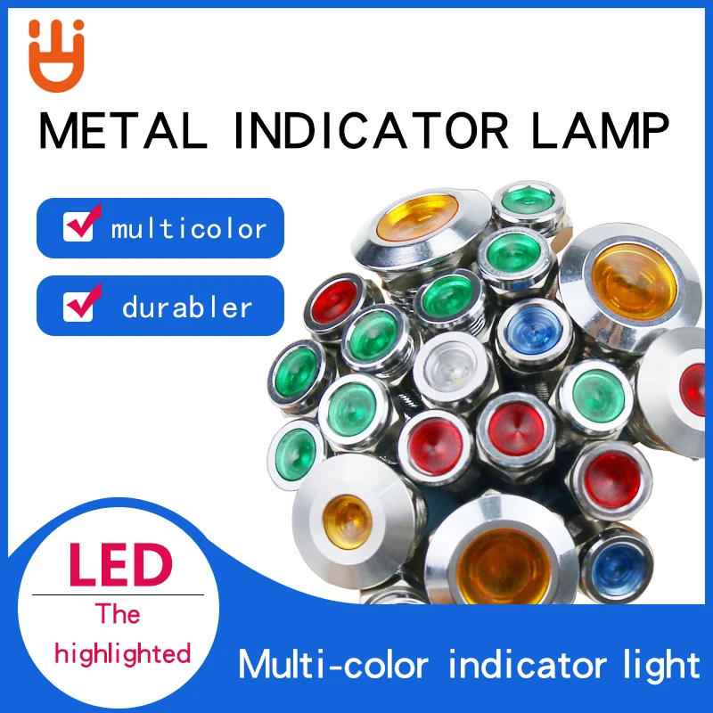 6/8/10/12/16/19MM Metal LED Warning Indicator Light Signal Lamp 3V 6V 12V 24V 110V 220V