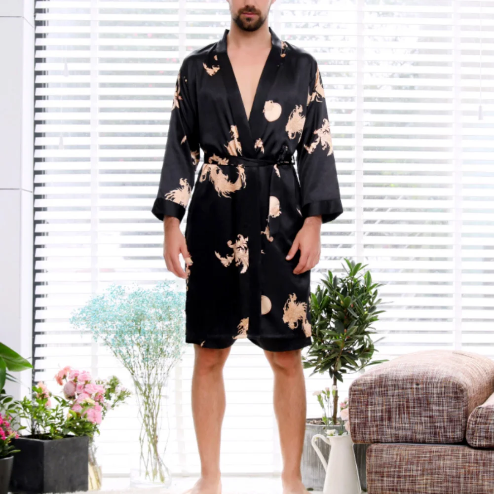 One Set Men Robe shorts summer thin long-sleeved pajamas Large size bathrobes Sleepwear