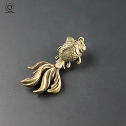 Brass Long Tail Goldfish Key Pendants Antique Koi Car Keychains Accessories Pendant Charms Creative Copper Fish Keyrings Hanging