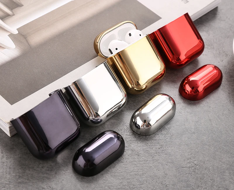 Electroplate PC Shining Plating Case For AirPods 2 1 Portable Earphone Protect Earphone Protective Covers For Apple Air pods 1 2