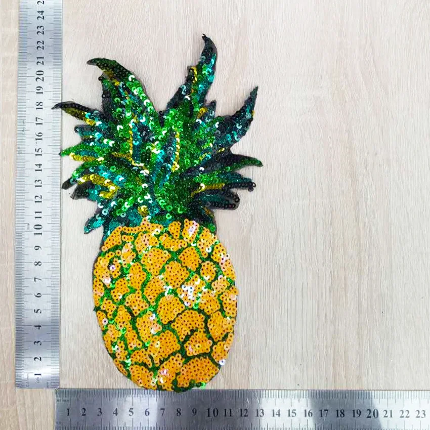 1 Piece Cheap Large Sequins Pineapple Patch Fashion Embroidered Applique Clothing Decoration Sew On Patch clothes applique