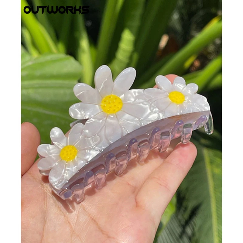 Fashion Fresh Daisy Acetate Grab Clip Hairpin Personality Cute Vinatge Hair Accessories Hairpin Woman Girl Hair Accessories