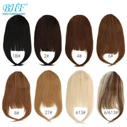 Bhf-franja de cabelo humano, 8 polegadas, 20g, frente, 3 grampos, remy, natural, todos os cores