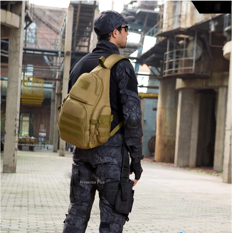 Men tactical chest-bag travel Wild camping back triangle shoulder bag outdoor riding backpack waterproof 14 inch computer bag