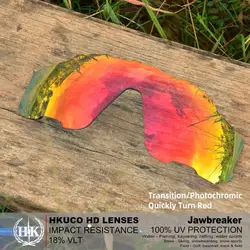 Hkuco Mens Replacement Lenses For Jawbreaker Sunglasses Photochromic Red Unpolarized