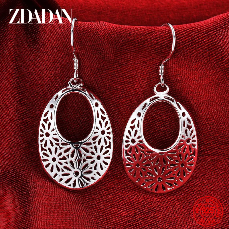 ZDADAN 925 Sterling Silver Moon Dangle Earrings For Women Charm Wedding Jewelry Fashion Party Gift Wholesale
