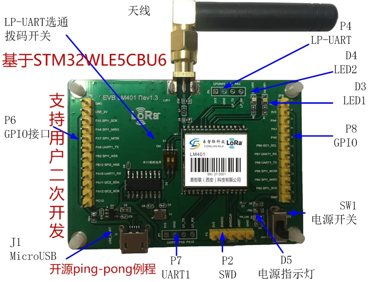 STM32WL LM401 LoRa Wireless passthrough STM32 WLE Development board open source support secondary development