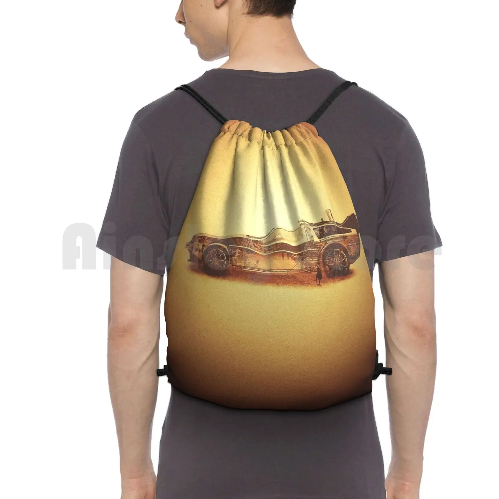 

Потерянный в диком западе! (Золотой Doubleexposure Art ) Рюкзак Сумки на шнурке Спортивная сумка Водонепроницаемая Назад в будущее