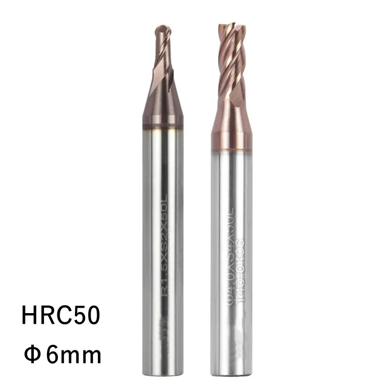 

HRC50 2Flutes 6*50mm Carbide deep long neck milling cutter,flat and ball nose end mill tools cutter drill bits