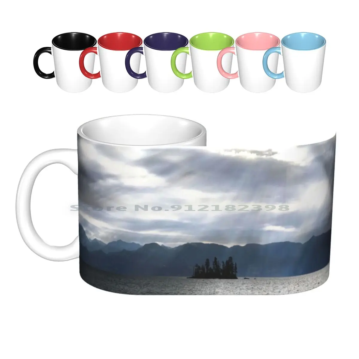 Sunlight Of Heaven On The Lake Ceramic Mugs Coffee Cups Milk Tea Mug Lake Clouds Sunlight Light From The Heavens Mountain