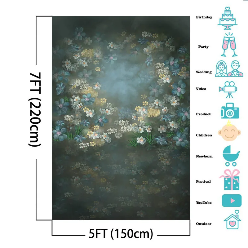 Arrière-plan de Portrait de nouveau-né, fleurs abstraites, pour photographie de Portrait de bébé, arrière-plan Floral d'anniversaire, accessoires de Studio Photo pour Baby Shower
