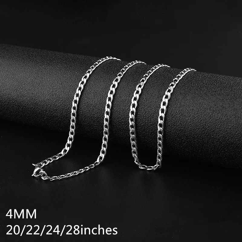 Cena hurtowa szerokość 4MM stal nierdzewna stalowy łańcuch naszyjnik moda męska naszyjnik z ogniwami Party prezent biżuteria długość 50-70CM drop ship