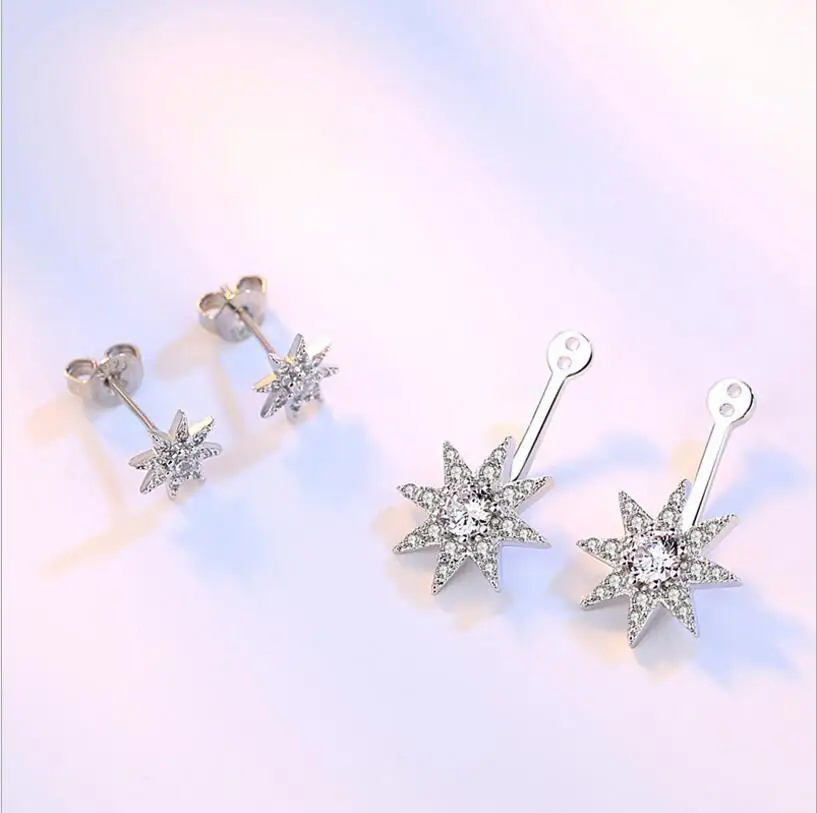 Newest Fashion 925 silver needle Sparkling Crystal Zirconia Starlight Piercing Stud Earrings For Women brincos S-E216 image 3