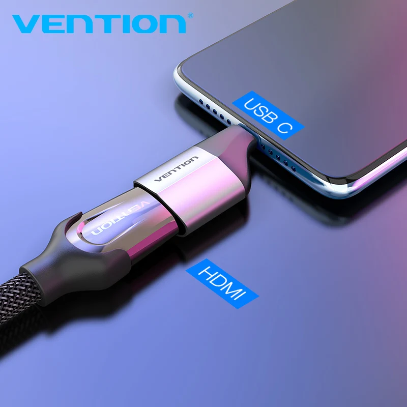 Vention USB C to HDMI Adapter Type C HDMI Cable 4K 2.0 Converter for MacBook Samsung S10/S9 Huawei P40 Xiaomi Type C to HDMI 1.4