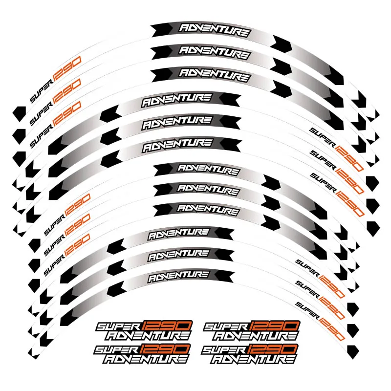 Motorcycle wheel sticker 12Pcs Thick Edge Outer Rim Sticker Stripe Wheel Decals For KTM SUPER 1290 ADVENTURE  2017