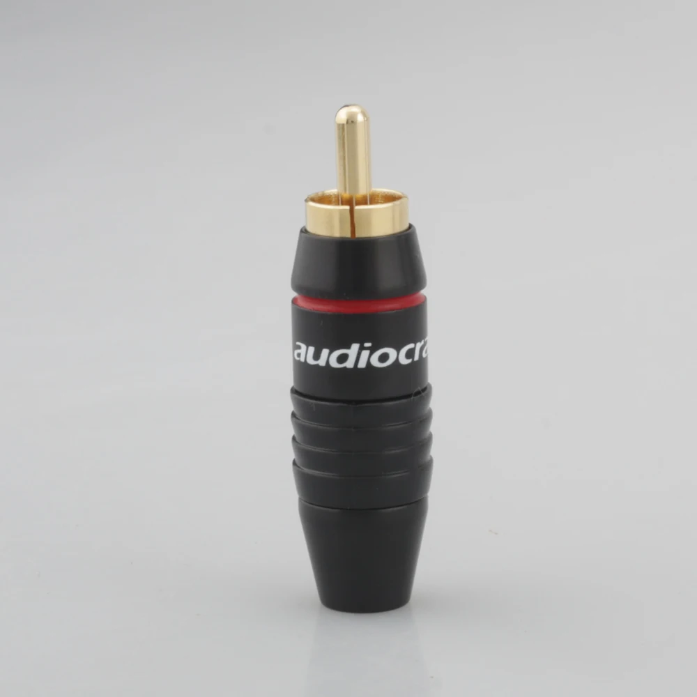 Audiocrast High Quality Brass RCA Male Plug Jack Audio Cable Solder Gold plated Connector