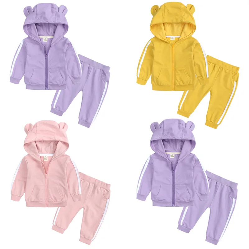 Infant 2 Pieces Suits Baby Hoodie Girls Outfits Tops Pants Set Boys Sweatshirt Children's Autumn Tracksuits