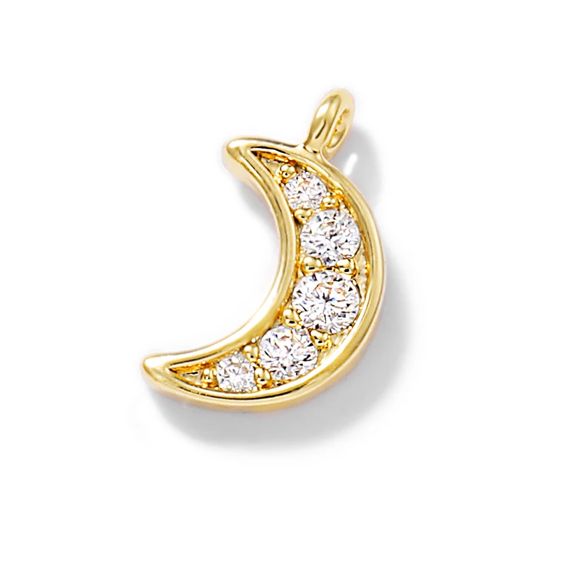 Factory wholesale Gold Color Brass and Zircon Moon Charms Pendants Necklace and Bracelet Earring Diy Jewelry Accessories