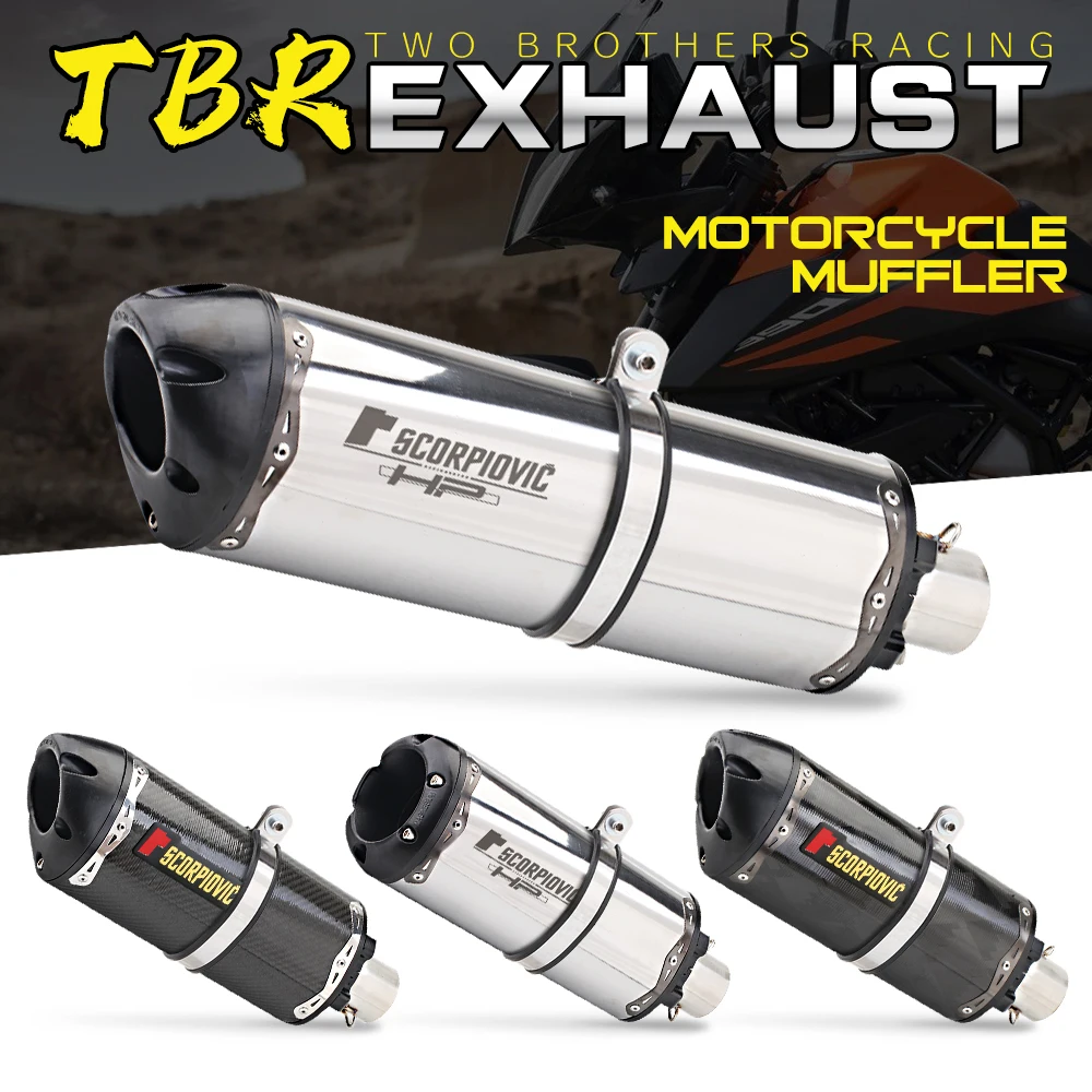 Universal 51mm 60mm Motorcycle Exhaust Pipe Project Motocross Escape Moto Muffler For yzf r3  z650 r1 mt07 mt09 with DB killer