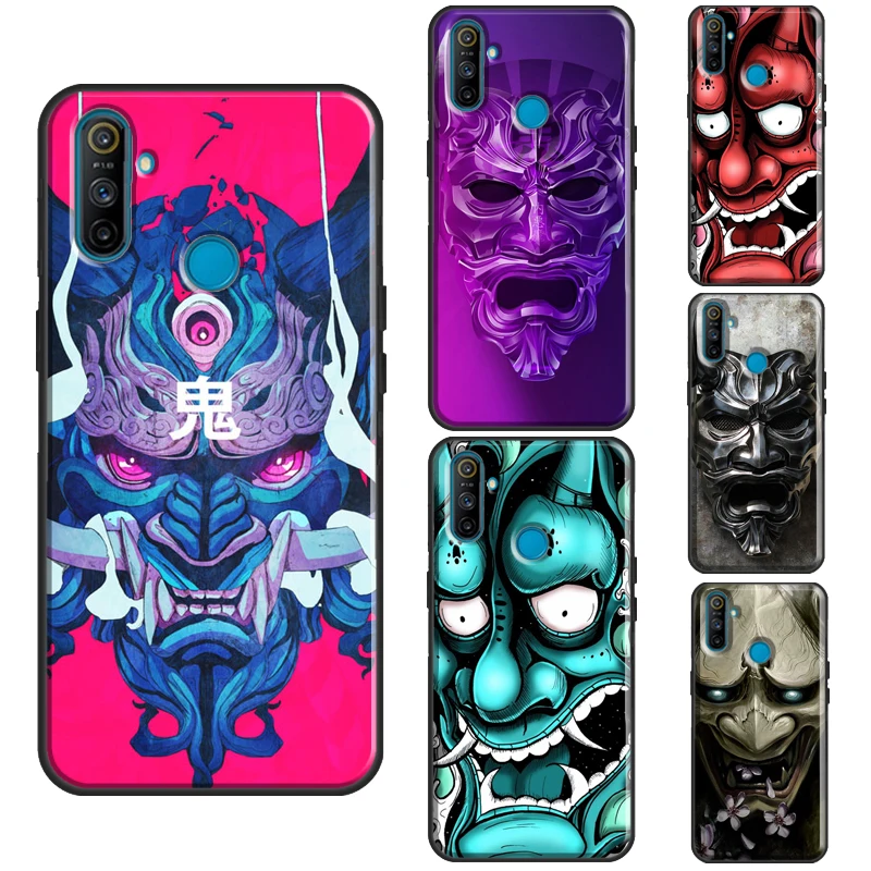 Japanese Oni Hannya Demon Mask Case For OnePlus 10 Pro 9 8T Nord2 9R Cover For Realme GT Neo 2 GT Master C21 8i 9i 8 Pro