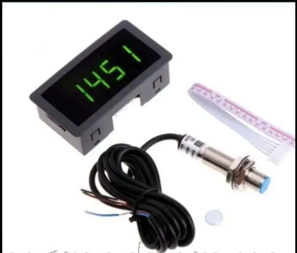 10-9999RPM DC 8-24V Hall Proximity Switch Sensor NPN and 4 Digital LED Red/Blue/Green Tachometer RPM Speed Meter Tools