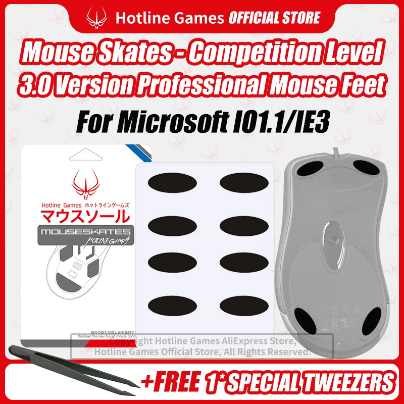 4 Sets Hotline Games 3.0 Mouse Skates Mouse Feet Replacement for Microsoft I01.1 IE3.0 Mouse,Smooth,Durable,Glide Feet Pads