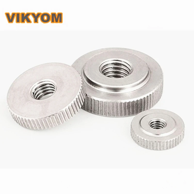 304Stainless steel Single layer flat head nut GB807 Knurled Flat Thin Nuts Hand-tightened nut Accessories M3 M4 M5 M6 M8 M10