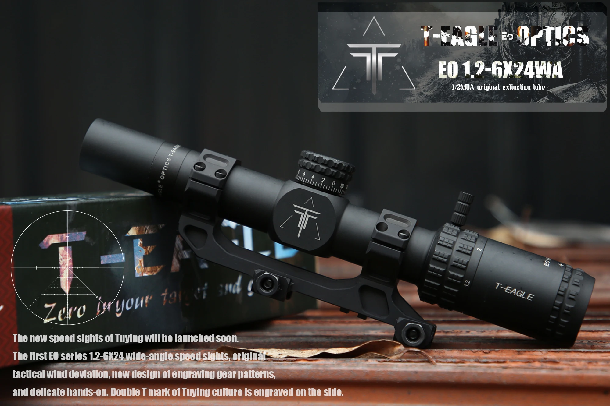 

T-EAGLE EO1.2-6X24IR Tactical Sight RifleScopes Airsoft Outdoor Sport For Hunting Optics Shooting Airgun With Sunshade Mounts