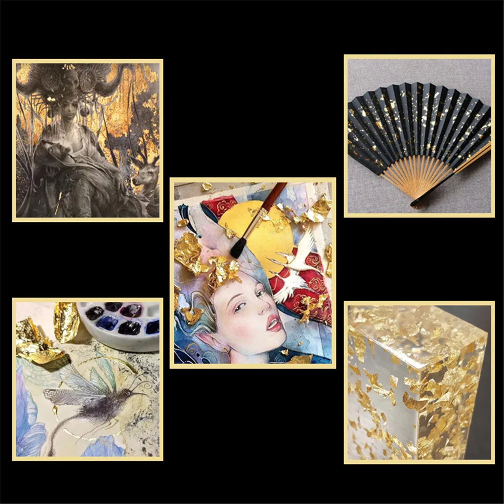 Shiny 10g Gold Foil Jewelry Luxury Resin Decoration Paper Handicrafts Flake Siver Leaf Nail Beauty Gilding DIY Art Craft