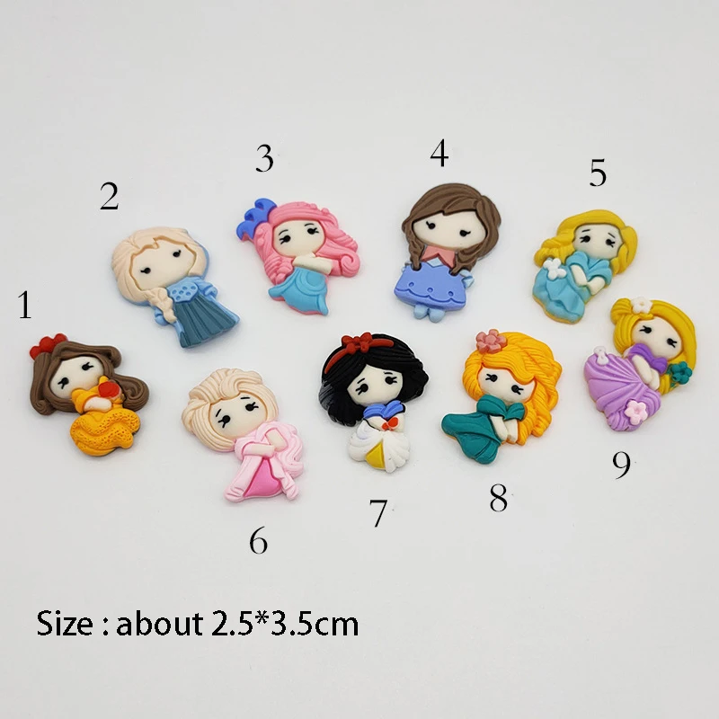 9/18pcs Sweet Princess Resin Cabochon Earring Charms Cute Cartoon DIY Jewelry Pendant Flatback  Homemade Girl Friendship Gift