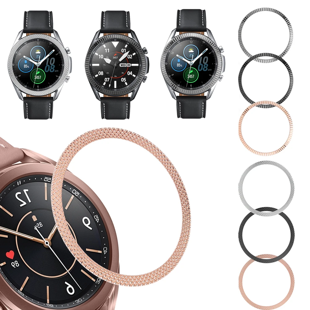 Marco de bisel de Metal para Samsung Galaxy Watch 3, 41mm, 45mm, cubierta de anillos de protección, funda adhesiva para parachoques, accesorios para Galaxy Watch3