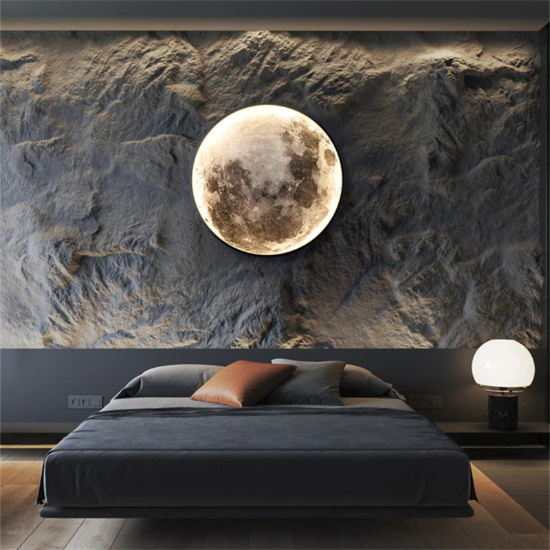 Moon wall lamp bedroom bedside lamp modern minimalist living room background wall light luxury decorative lamp Nordic art mural