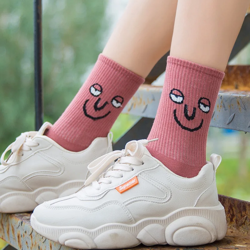 Unisex Surprise Mid Women Men Socks Kawaii Male Colorful Funny Socks Men Korea Funky Harajuku Face Sock For Girls Calcetines Sox