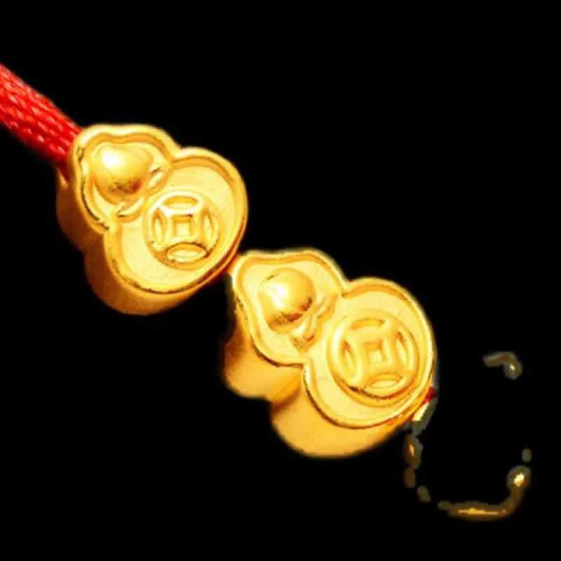 

Best 24K Yellow Gold Bracelet Women 999 Gold Gourd FU Coin Bracelet