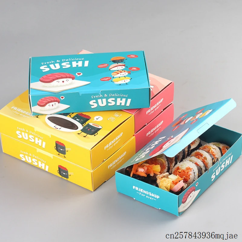 

200PCS Disposable Sushi Boxes Paper Packing Box for Fast Food Shop Restaurant Fried Chicken Disposable Box