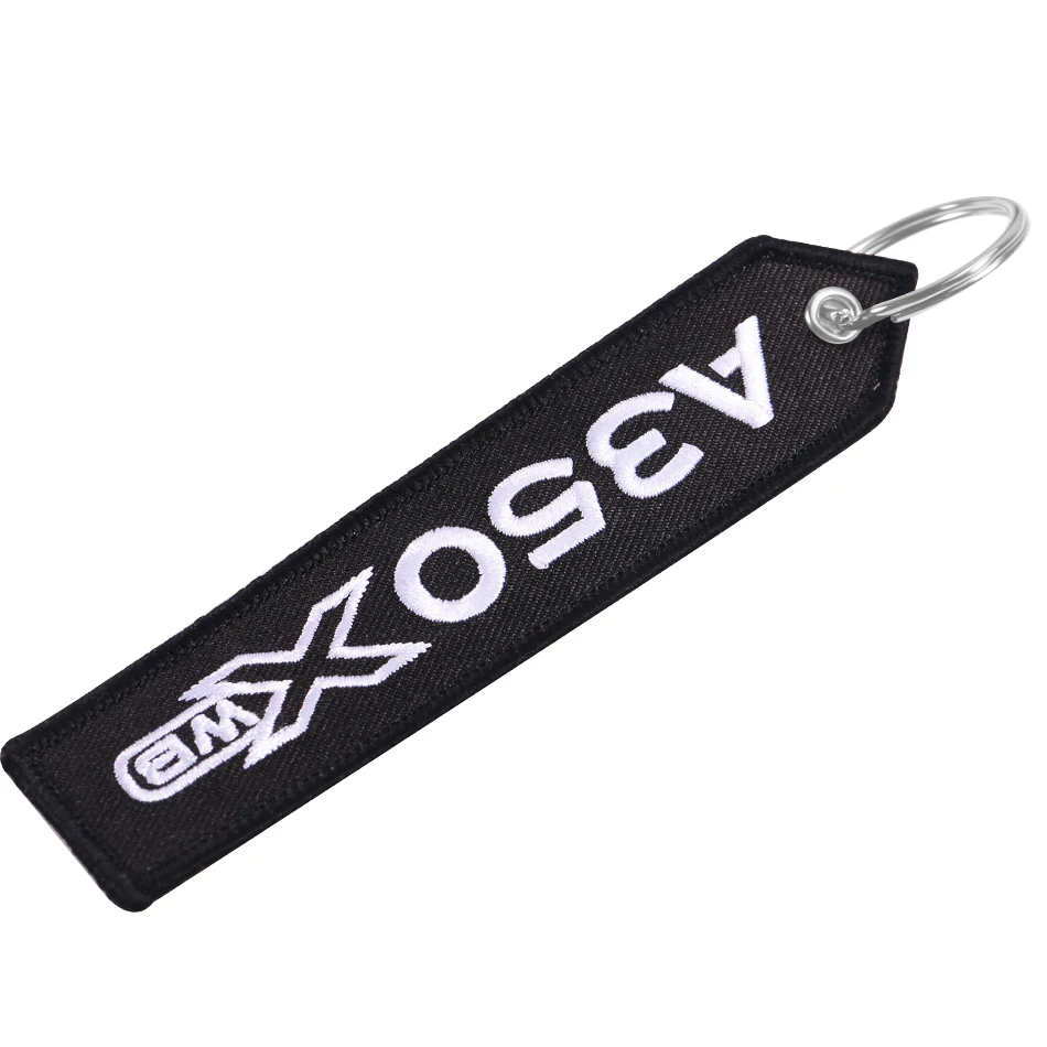 5 PCS Black AIRBUS A350 Keychain Double-sided Embroidery Aviation Key Ring Chain for Men Gift Phone Strap Lanyard A350 Keychains