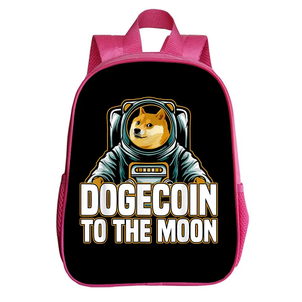 Dogecoin-mochila escolar unisex, morral escolar de dibujos animados para chico, mochila de viaje para guardería