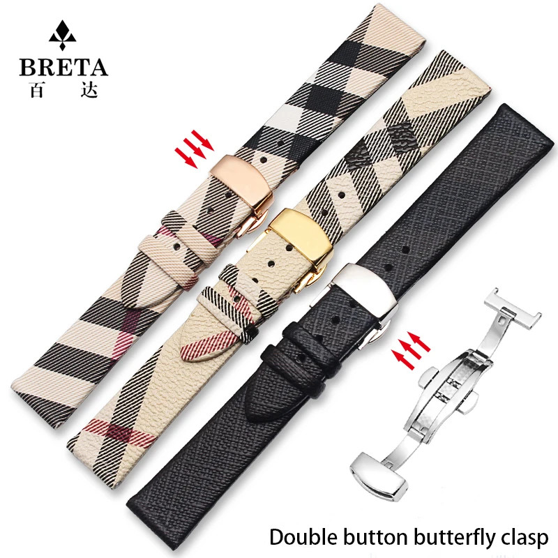 PU+Back cowhide Bracelet for BU1938 BU1390 women watchband watch strap 12 14 16 18 20mm 22mm wristwatches band watch belt