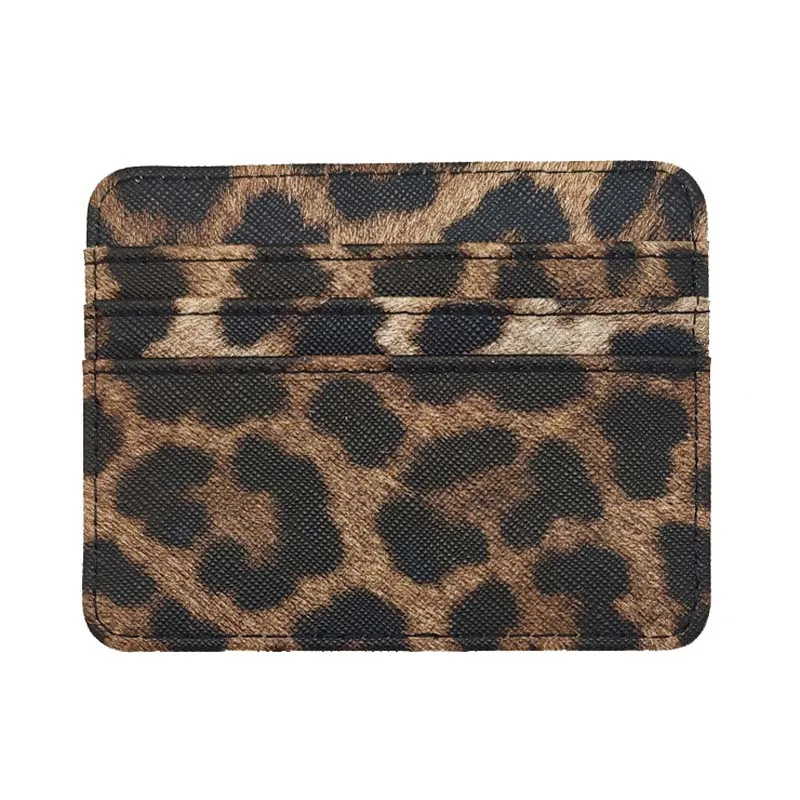 Nuovo stile Leopard Pattern Bank porta carte d'identità portafoglio piccolo Mini custodia in pelle PU per uomo donna con 6 slot